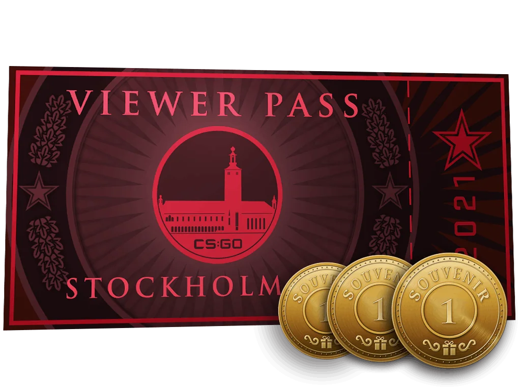 Przepustka widza PGL Stockholm 2021 + 3 monety pamiątek